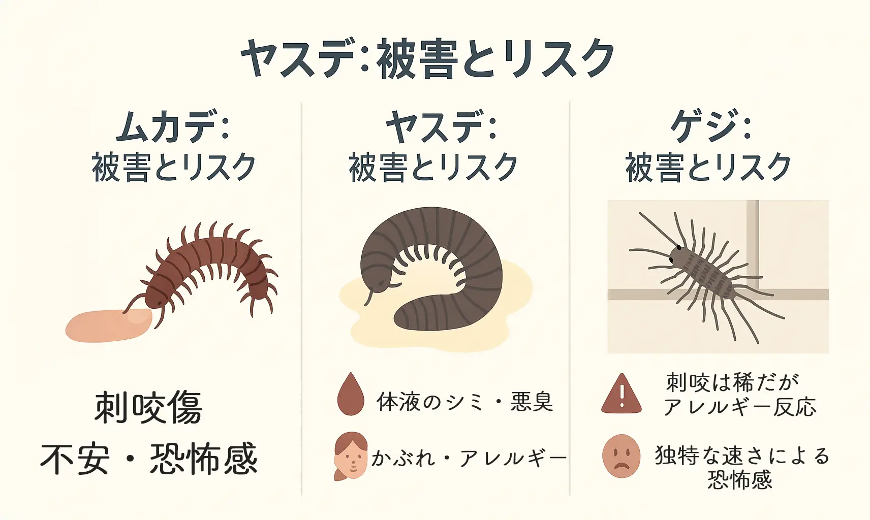 【イラストと動画】ゲジ?ムカデ?ヤスデ?見分け方と正しい駆除法を解説 | ROY株式会社