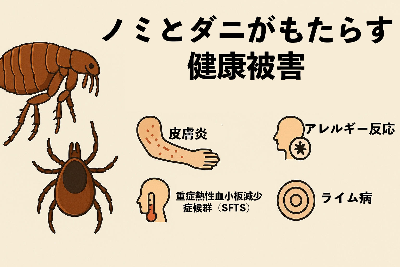 ノミとダニがもたらす健康被害