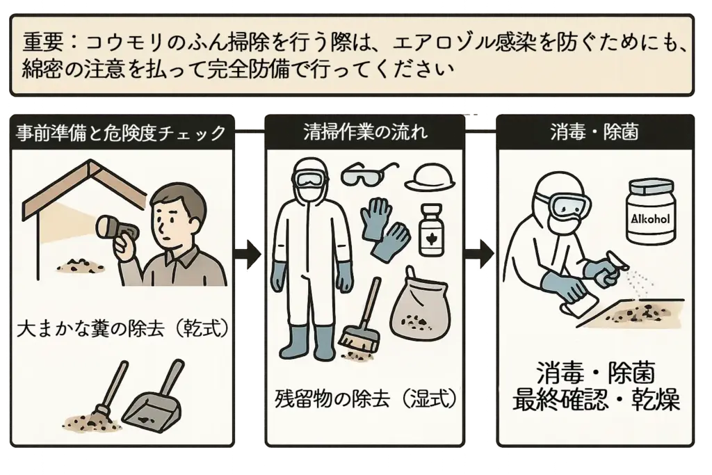 コウモリ糞の安全な清掃・対策手順