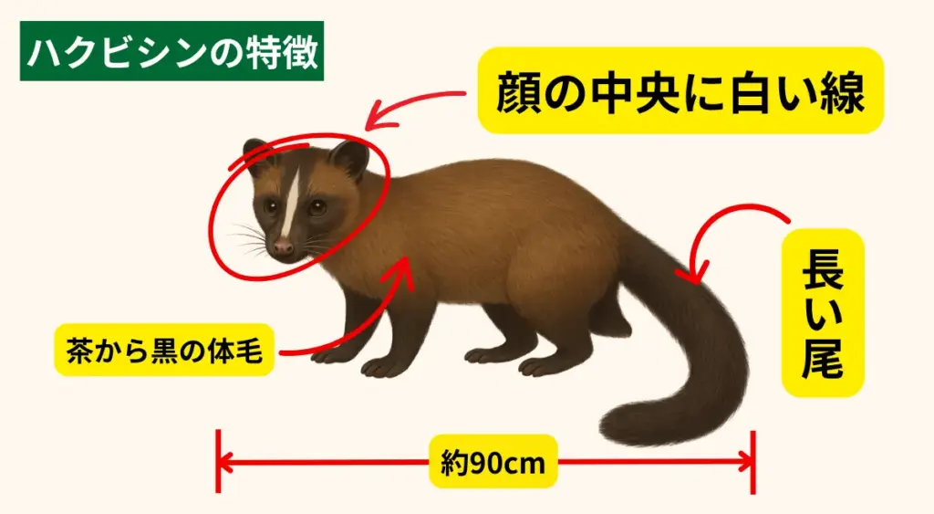 ハクビシンの見た目の特徴|「白い筋」が最大の見分けポイント
