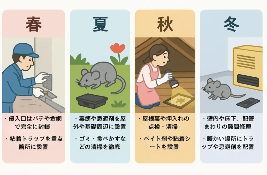 季節別おすすめ対策|ネズミの侵入を年間通して防ぐポイント