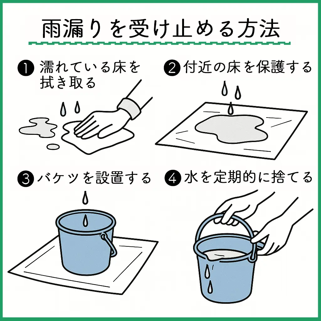 雨漏りの拡大を防ぐため応急処置