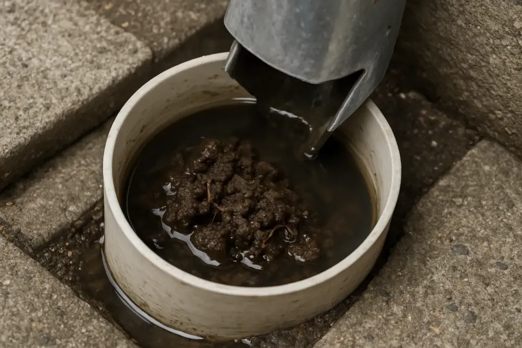 雨樋が詰まる主な原因。排水管の奥のつまり
