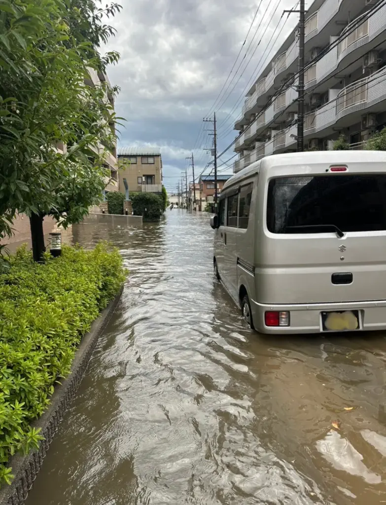 線状降水帯の影響　浸水・冠水