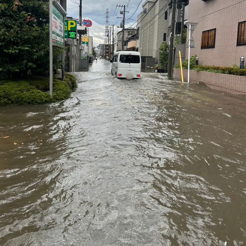 線状降水帯の影響　浸水・冠水