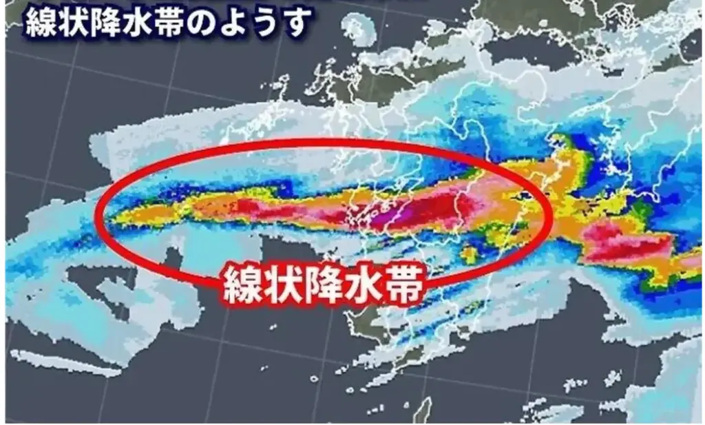 線状降水帯の影響　浸水・冠水