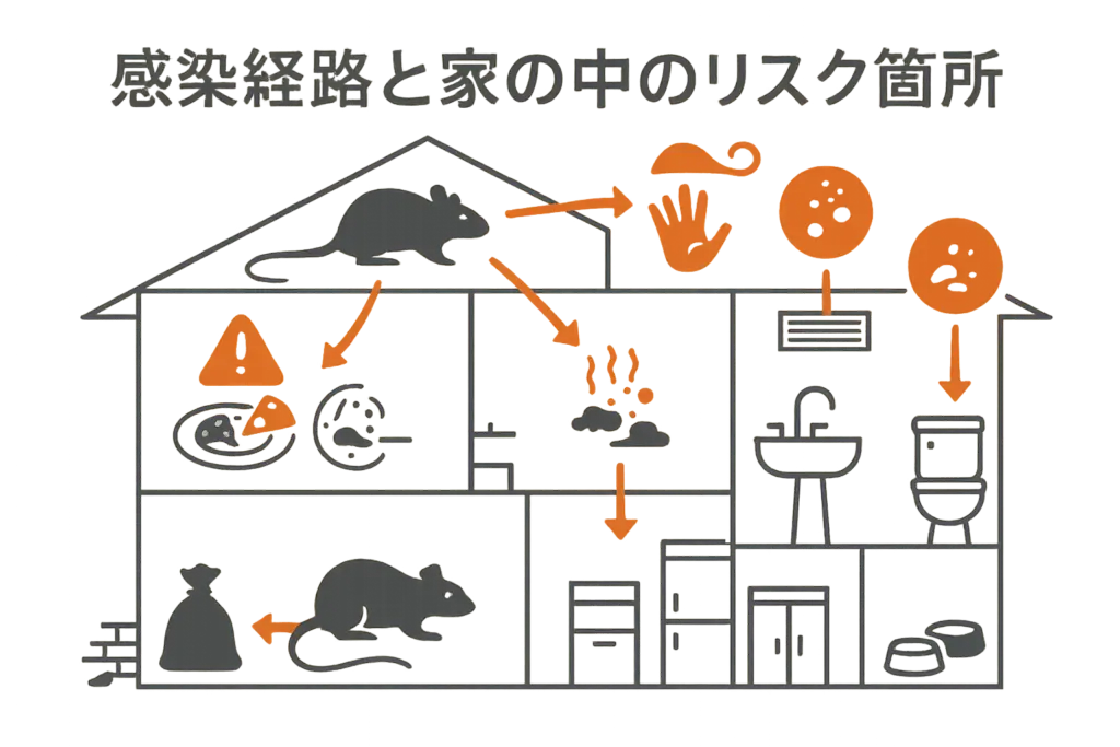 ネズミ感染経路と家の中のリスク箇所