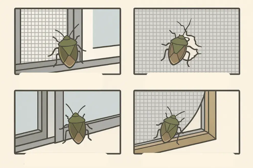 侵入ルート1：網戸の隙間や破れ