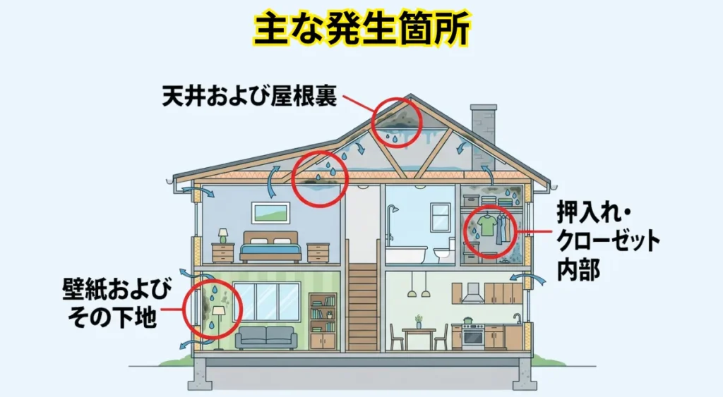 湿気の被害例・カビの発生箇所