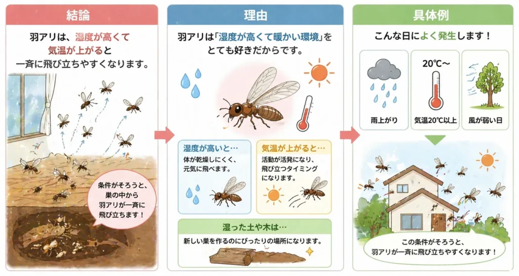 原因① 湿度と気温の上昇が引き金になる