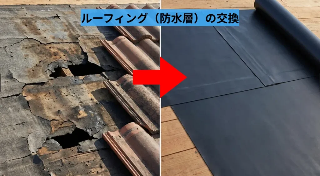 住宅リフォーム/強風対策/ルーフィング（防水層）の交換