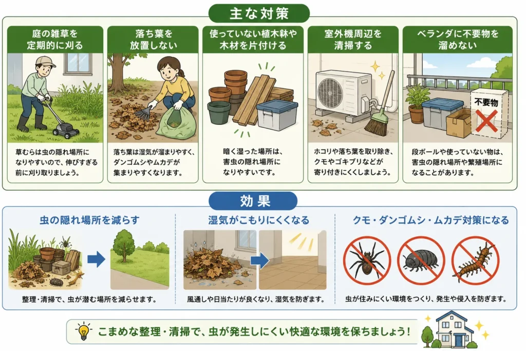 夏の害虫対策・草刈り・清掃(隠れ場所対策)