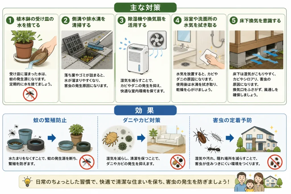 夏の害虫対策・水気管理(湿気対策)