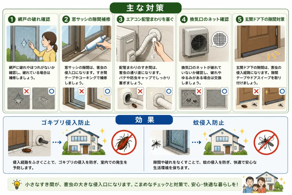 夏の害虫対策・ 隙間封鎖(侵入経路対策)