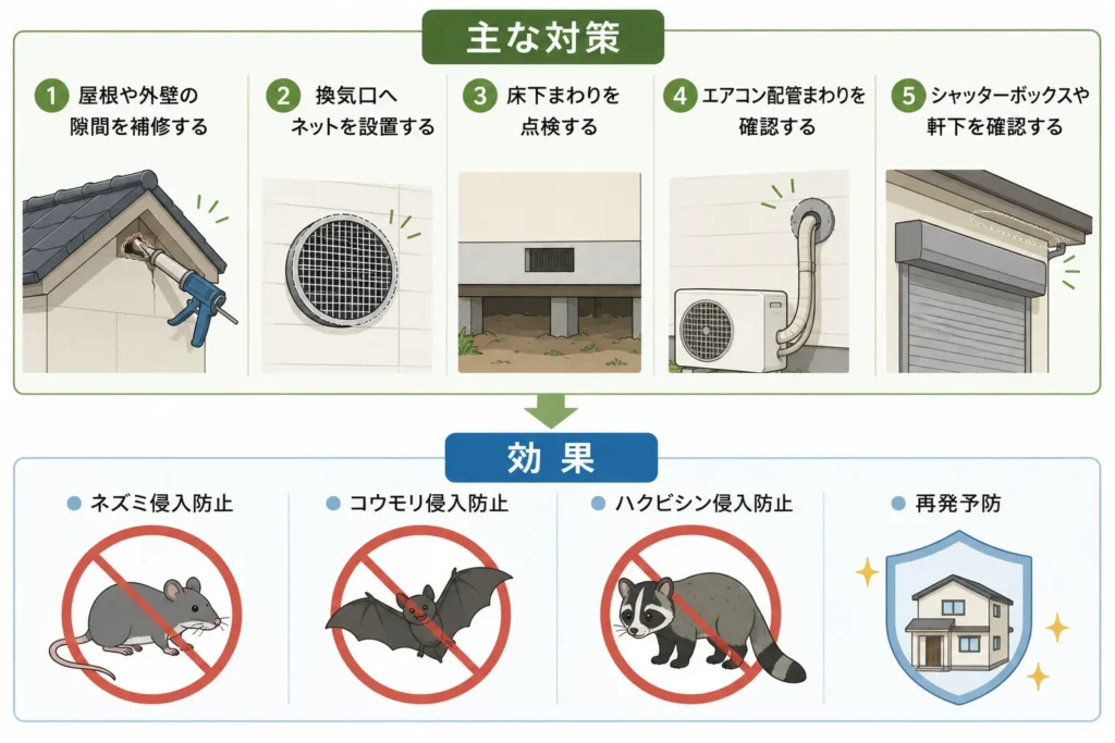 自分でできる夏の害獣対策・侵入口管理