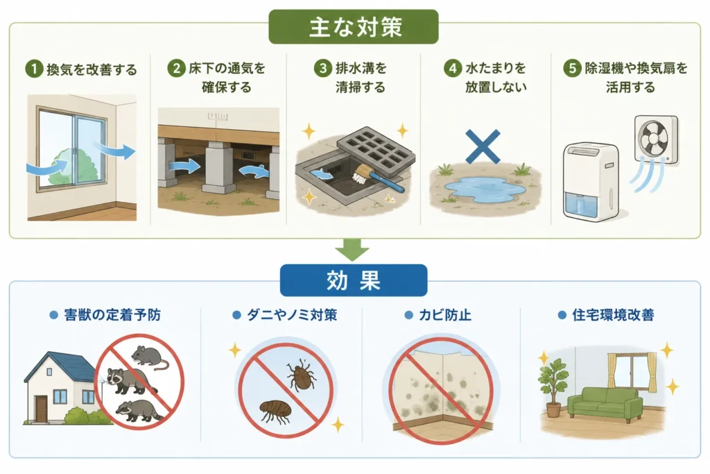 自分でできる夏の害獣対策・湿気対策