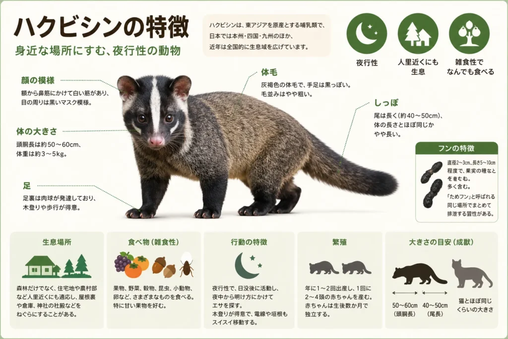 ハクビシンとは？東京都内でも見られる夜行性の野生動物