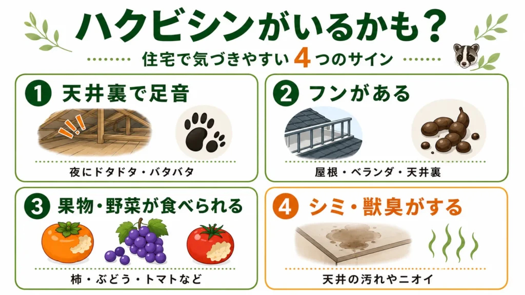 東京都内で多いハクビシン被害のサイン
