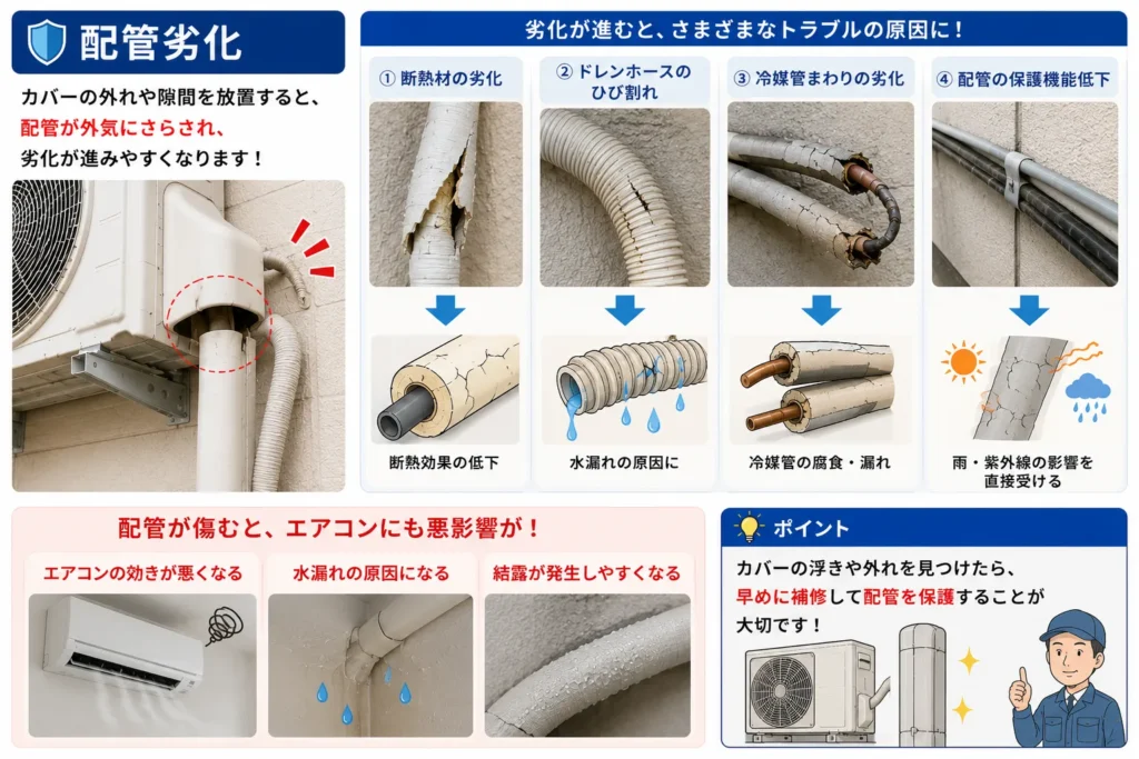 エアコン配管カバー放置すると起こる住宅被害・配管劣化