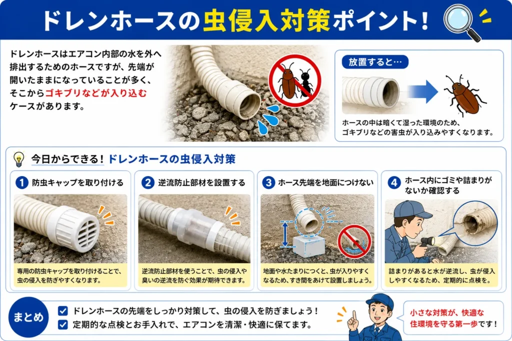エアコン配管カバー自分でできる対策・ドレンホース対策