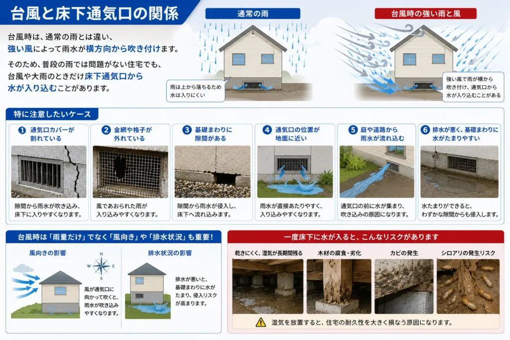 台風と床下通気口の関係