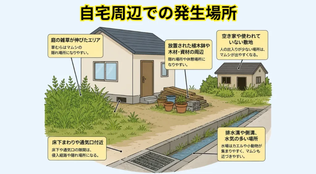 マムシ住宅付近手の発生場所