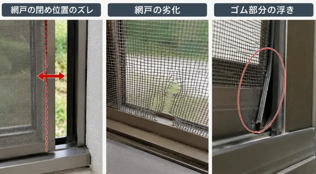 ヨコバイ住宅侵入原因・網戸と窓の隙間