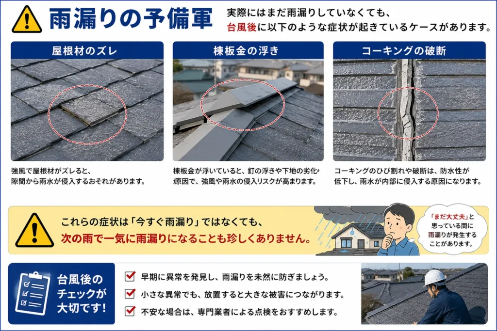 台風の見落とされやすい住宅被害・雨漏りの予備軍