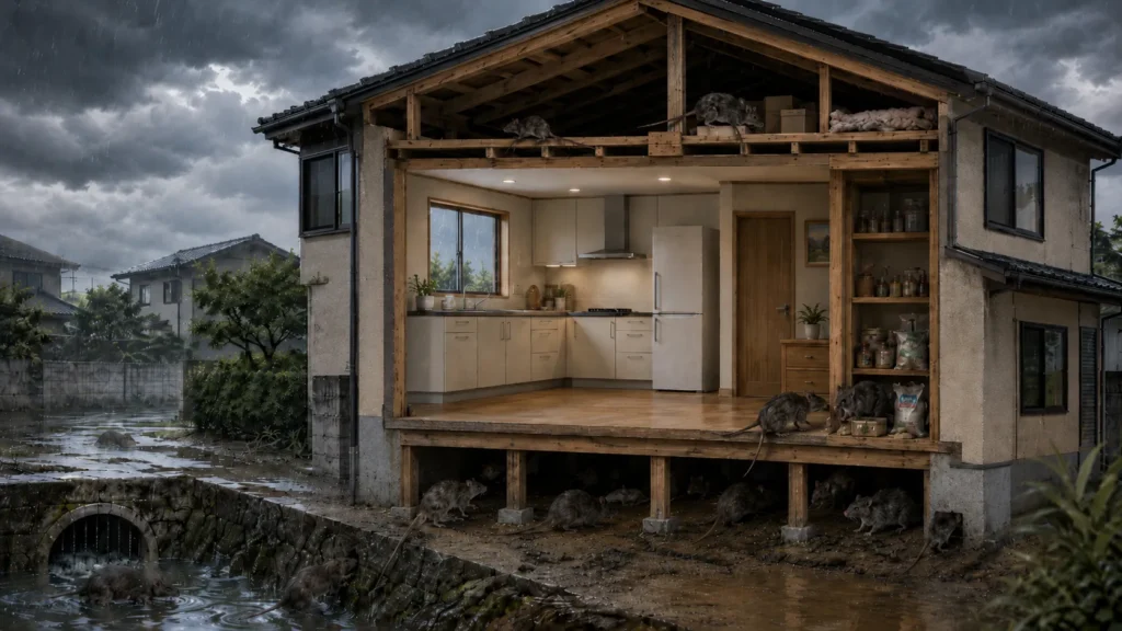 raccoon-rat-flood-rain-damage
