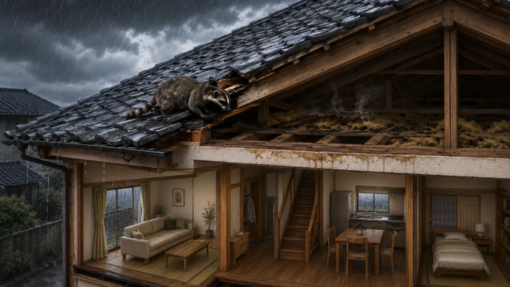 raccoon-rat-flood-rain-damage