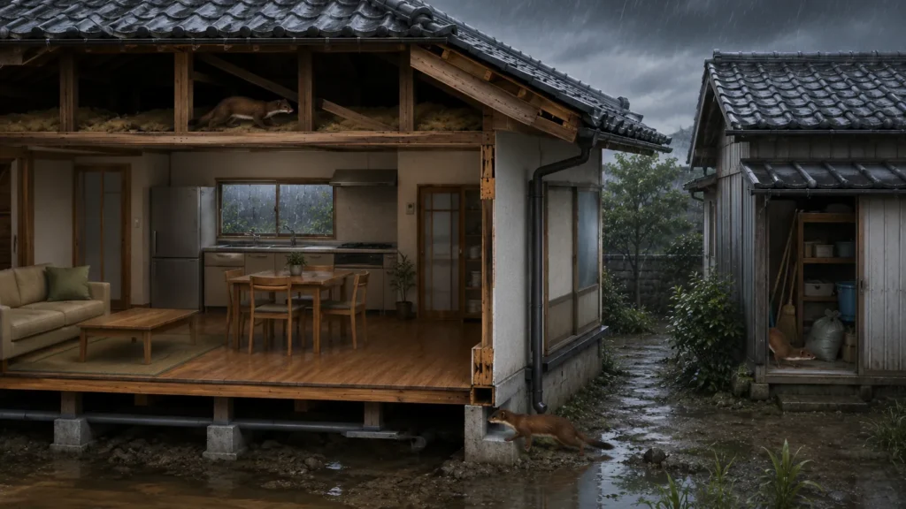 raccoon-rat-flood-rain-damage