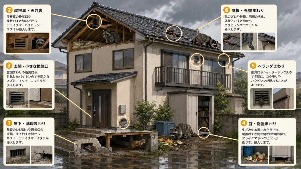 raccoon-rat-flood-rain-damage