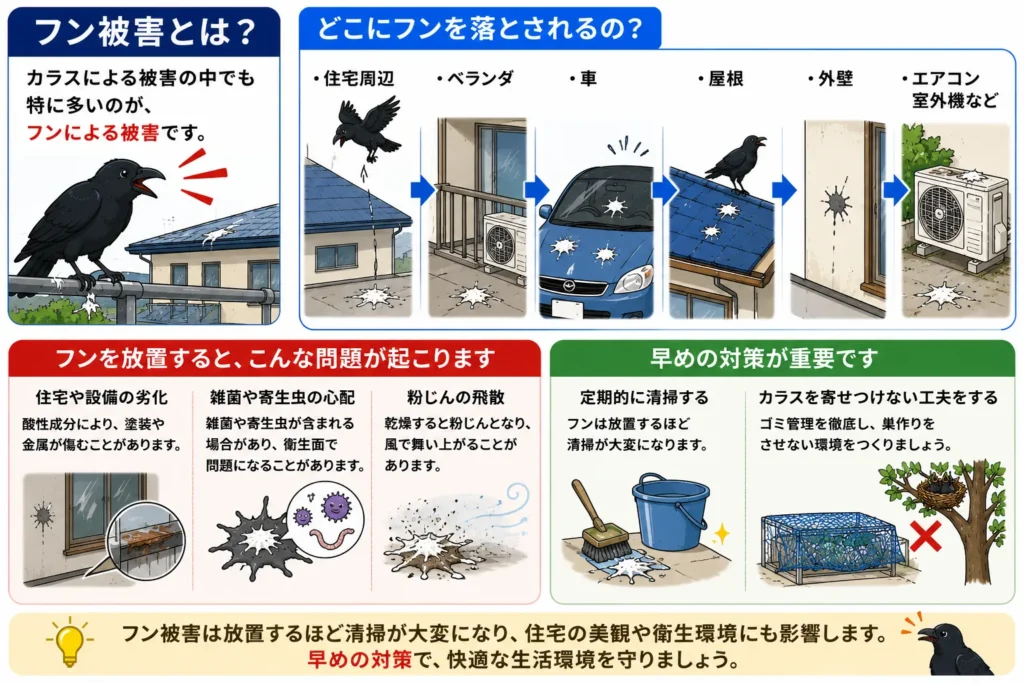よくあるカラス被害・フン被害