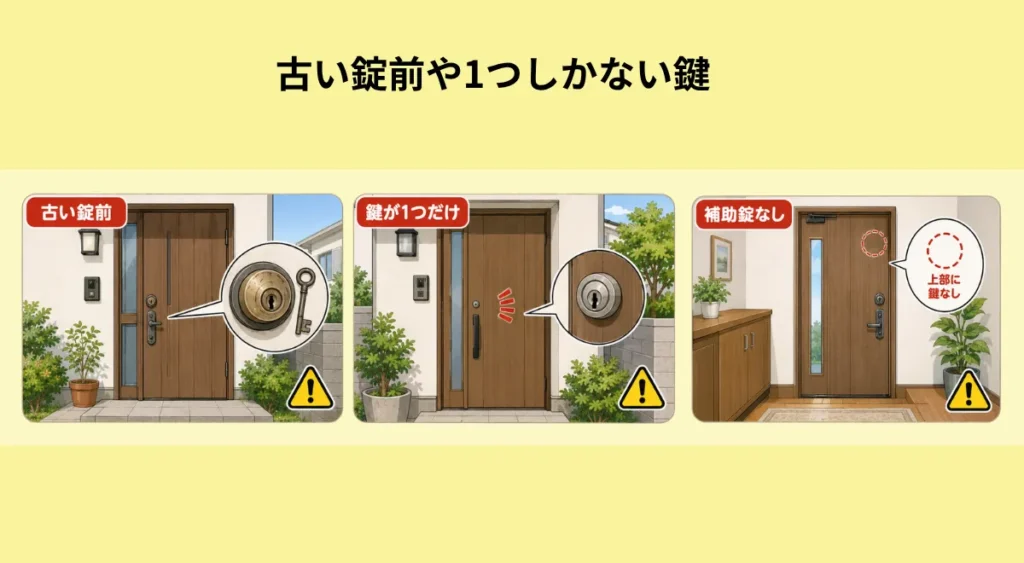 戸建て住宅の玄関まわりで注意したい弱点・古い錠前や1つしかない鍵