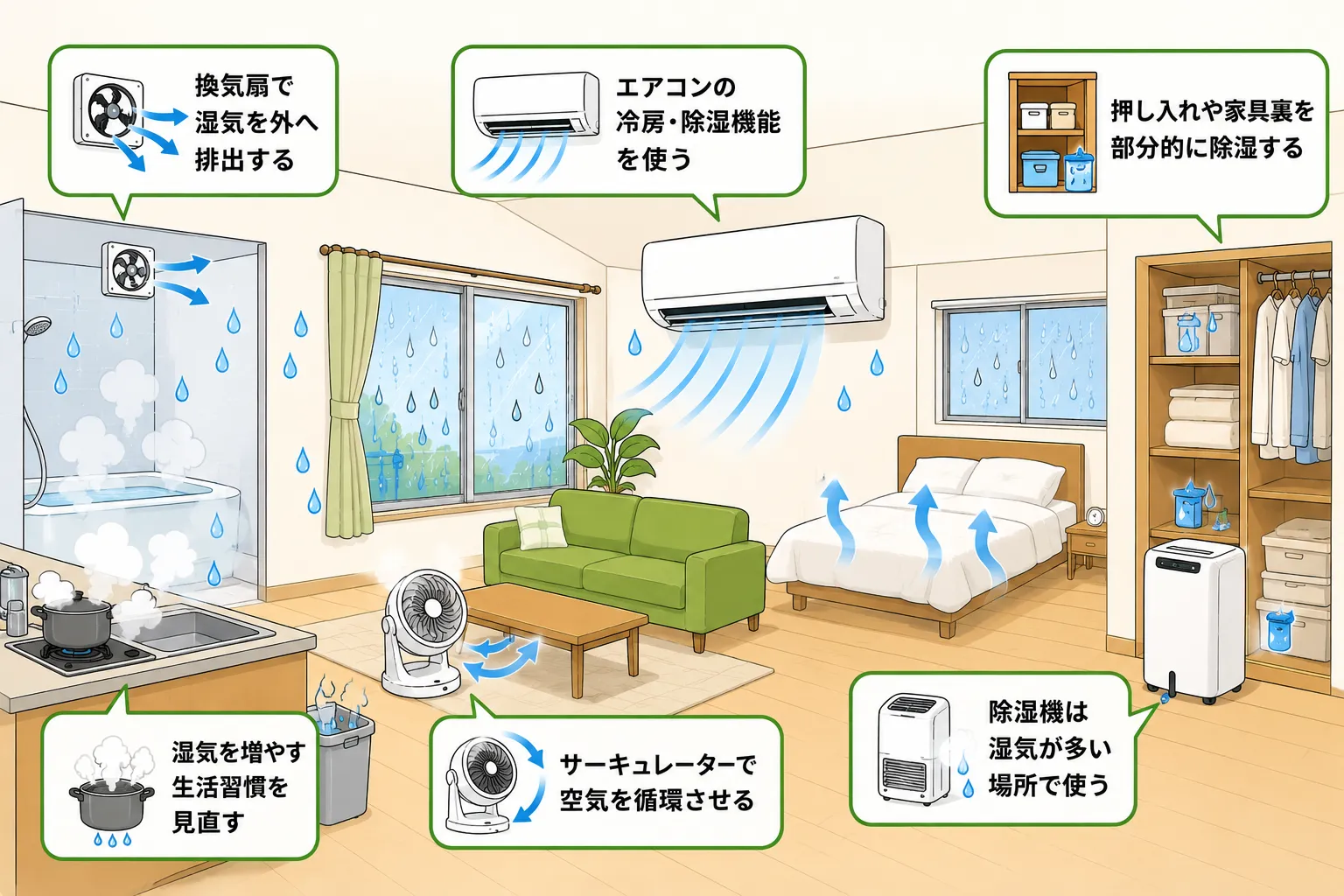 部屋 の 湿度 を 下げる 方法