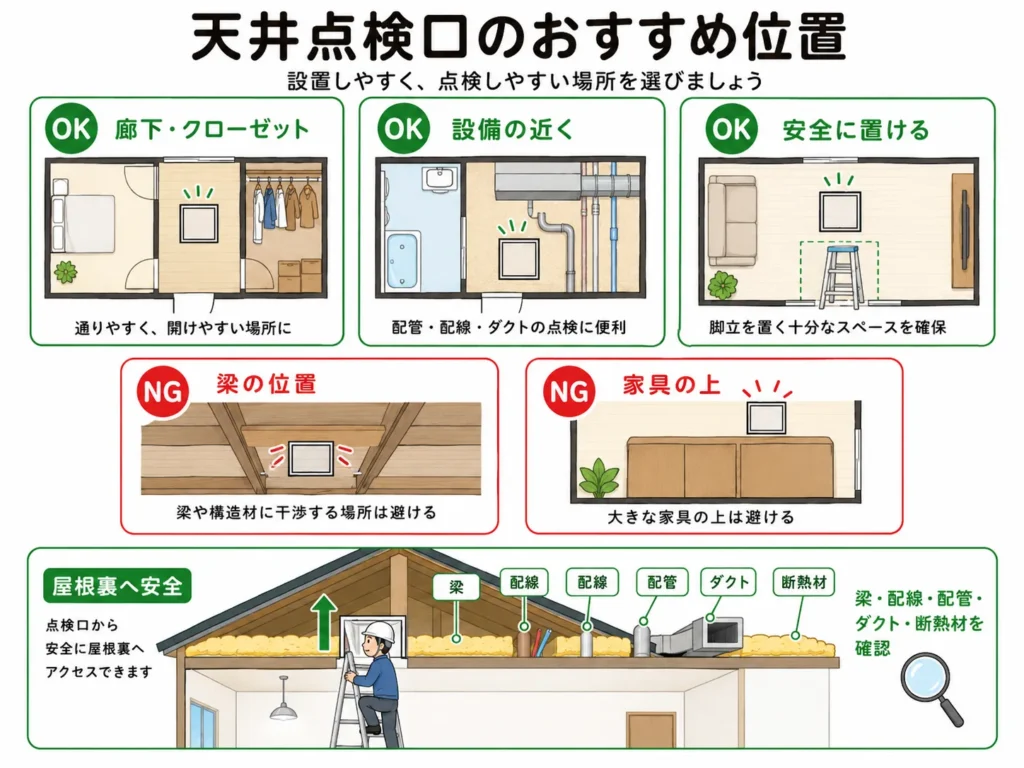 天井点検口に向いている場所