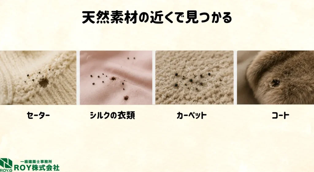 イガのフンの見分け方・天然素材の近くで見つかる