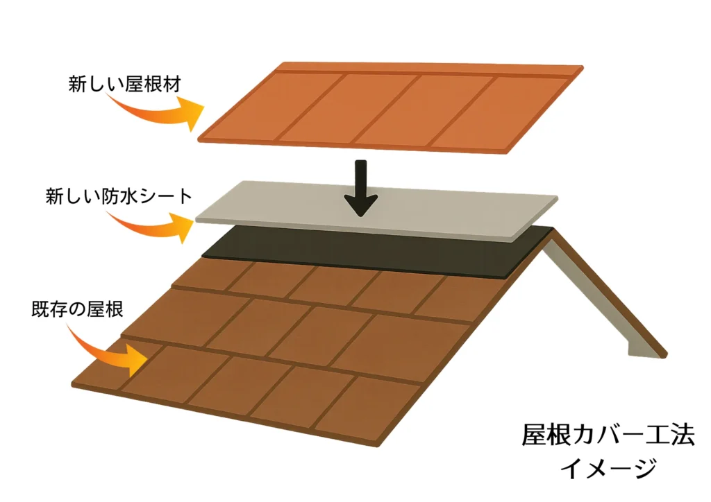 屋根カバー工法のイメージ図