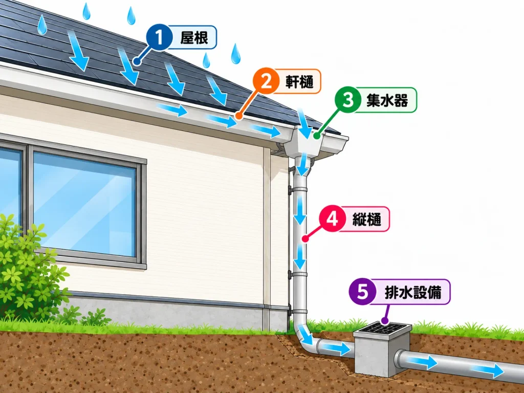 雨樋・雨水の正常な流れ